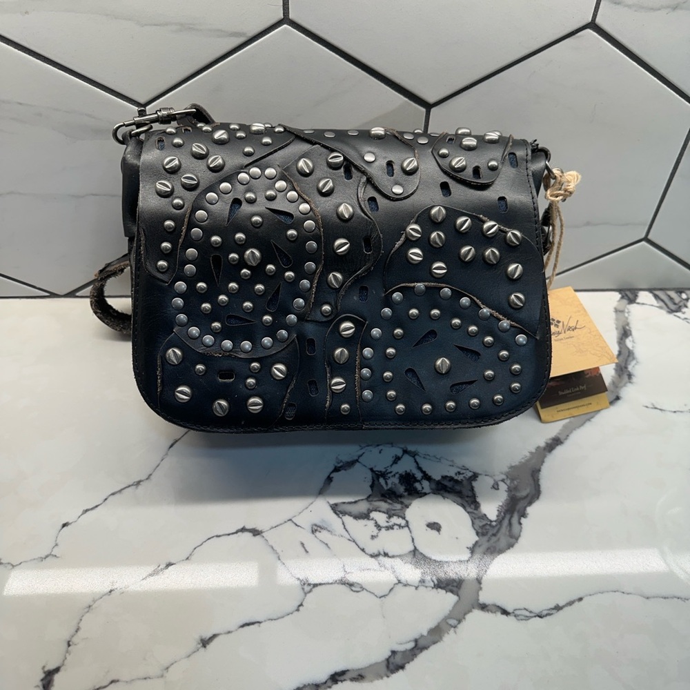 Patricia Nash Black Studded Crossbody Bag
